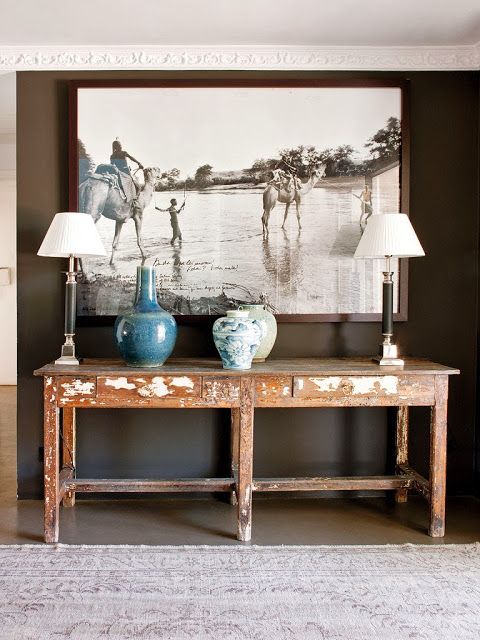 Console table with stunning artwork